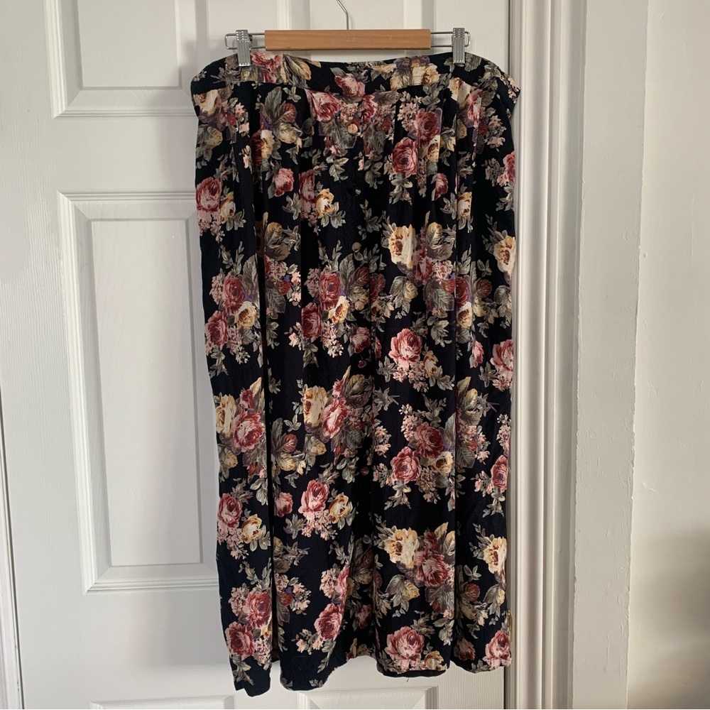 Vintage Fairset Floral Fabric Button Front Skirt
